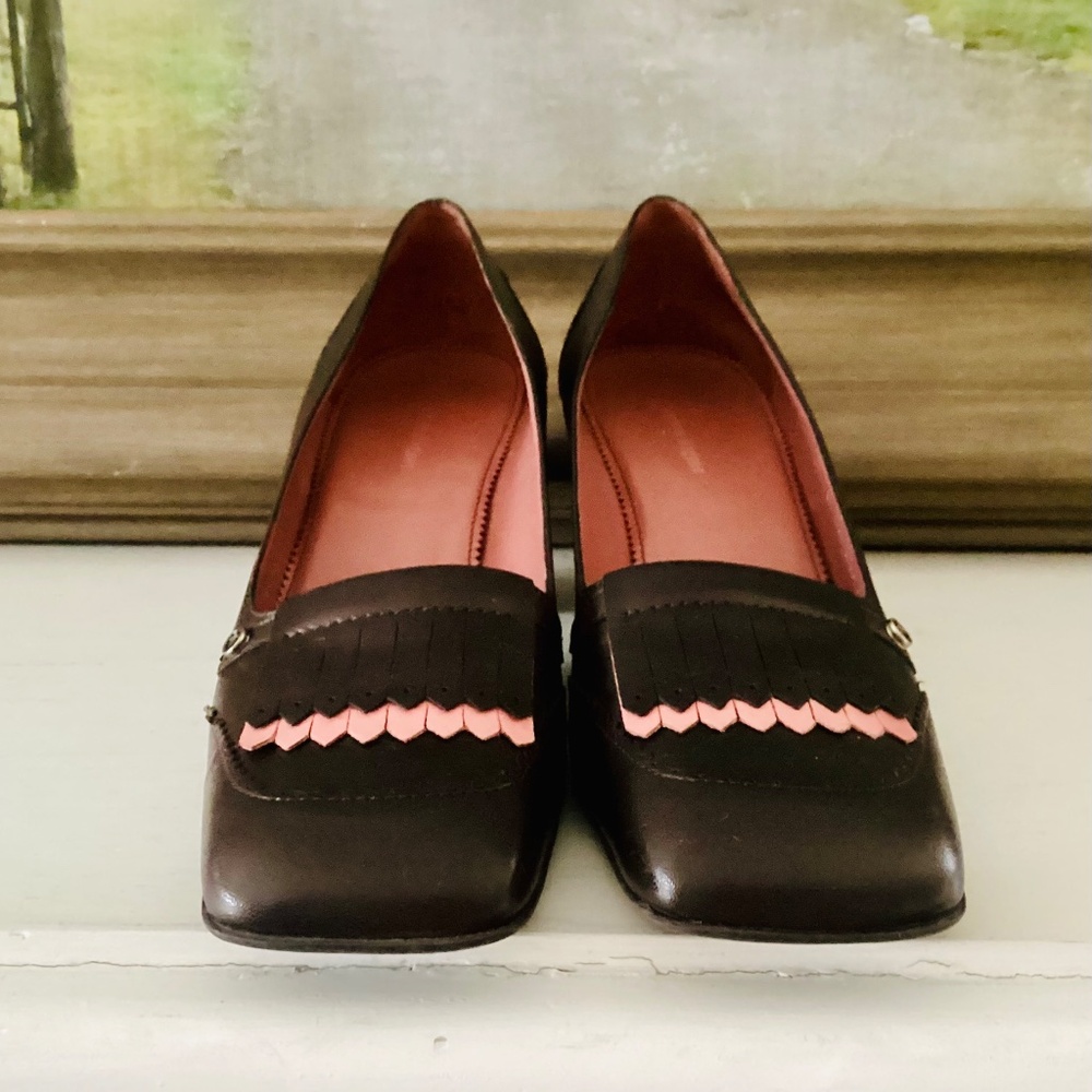 Vtg Etienne Aigner E-Ysabel Brown Square Tow leather pumps women’s 10M Brazil - Picture 9 of 16